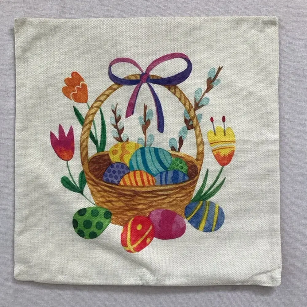 Easter Bunny & Chicks NWT 4 Decorative Pillow Cases Spring Farmhouse Floral Deco
